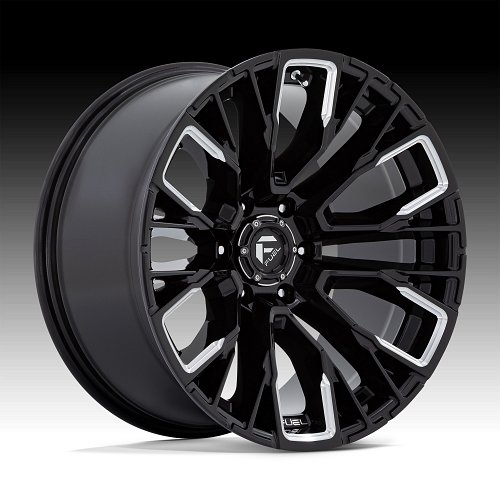 Fuel Rebar 6 D849 Gloss Black Milled Custom Truck Wheels 1